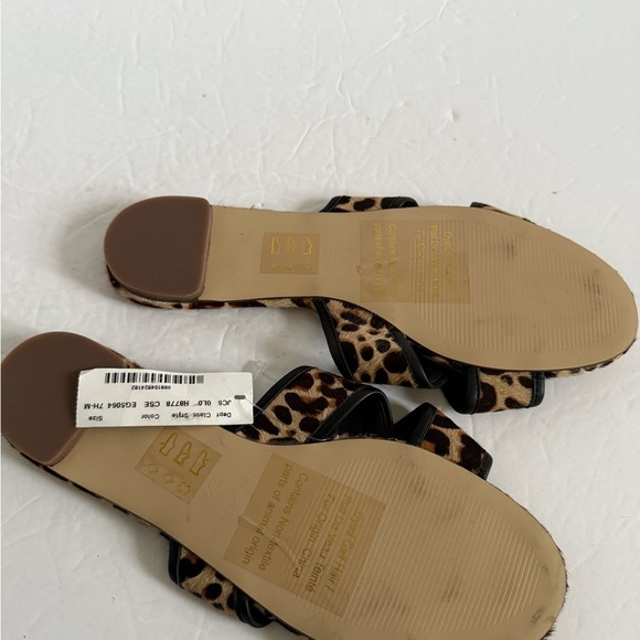J. Crew Brown and Black Leopard print Sandals flat slides - Picture 3 of 11